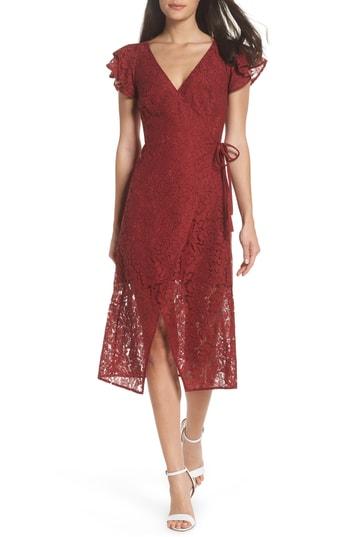 Women's Ali & Jay Lace And Paper Flowers Wrap Midi Dress - Red