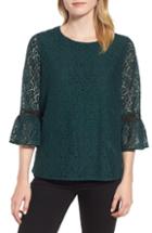 Women's Gibson X Glam Squad Erin Allover Lace Bell Sleeve Top - Green