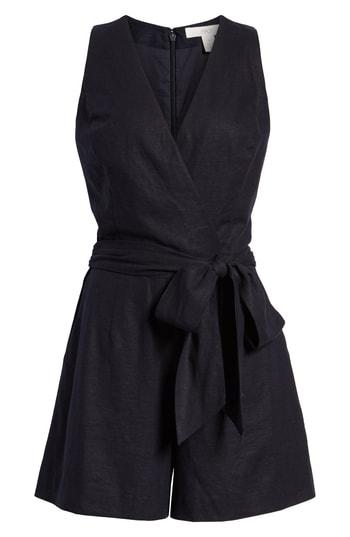 Women's 1901 Tie Front Romper, Size - Blue