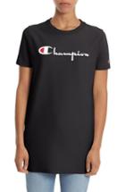 Women's Champion Logo Print Longline Tee - Black