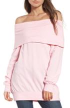 Women's Hinge Off The Shoulder Sweatshirt, Size - Pink