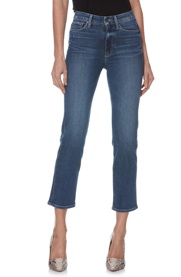 Women's Paige Transcend Vintage - Margot High Waist Ankle Straight Leg Jeans - Blue