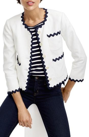 Women's J.crew Rickrack Trim Lady Jacket - White