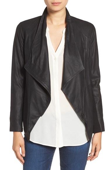 Women's Bb Dakota 'kenrick' Drape Neck Leather Jacket