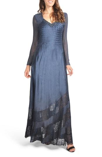 Women's Komarov Lace & Charmeuse Gown - Blue