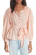 Women's La Vie Rebecca Taylor Belted Cotton & Silk Top - Pink