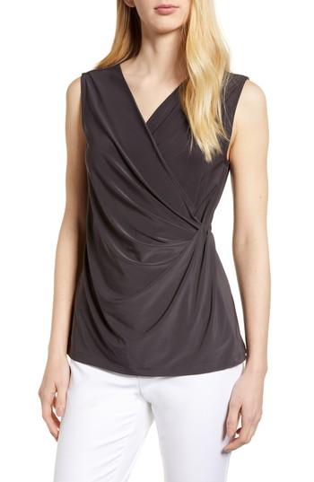 Women's Nic+zoe Faux Wrap Matte Jersey Tank - Grey