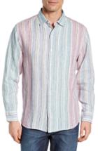 Men's Tommy Bahama Vairo Stripe Linen Sport Shirt - White