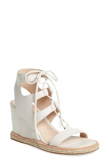 Women's Pelle Moda 'kyra' Wedge Espadrille Sandal M - White