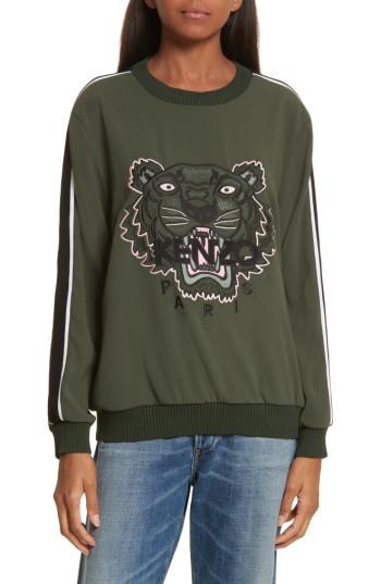 Women's Kenzo Athletic Stripe Tiger Sweatshirt - Green