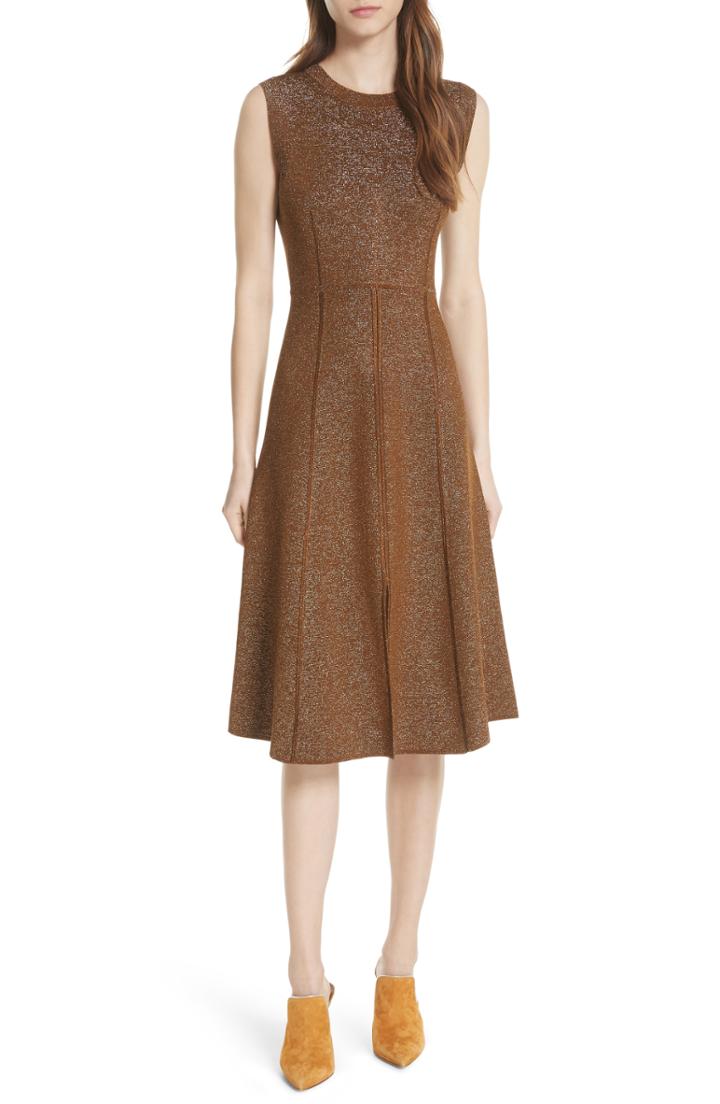 Women's Veronica Beard Foley Metallic Knit Dress
