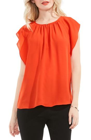 Women's Vince Camuto Flutter Sleeve Keyhole Blouse - Red