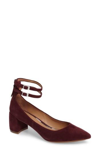 Women's Linea Paolo 'noel' Pointy Toe Ankle Strap Pump M - Burgundy