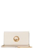 Women's Fendi Liberty Logo Calfskin Leather Wallet On A Chain - White