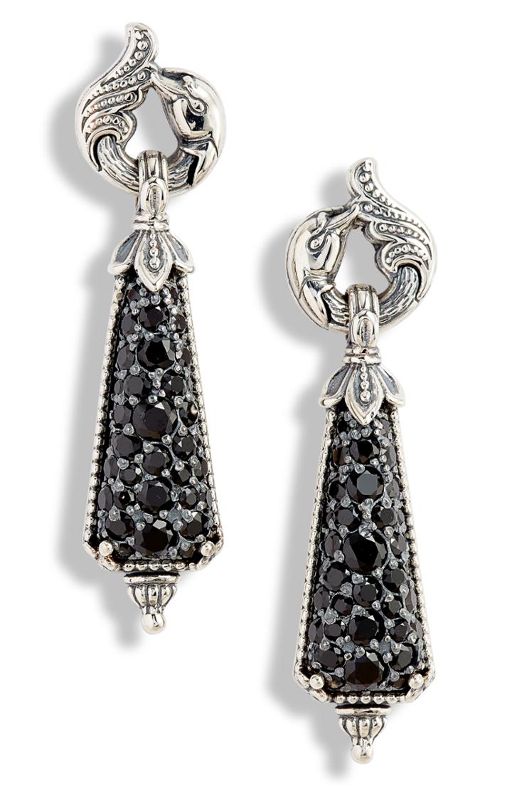 Women's Konstantino Circe Black Spinel Drop Earrings