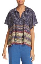 Women's Sea Pintuck Print Silk Top