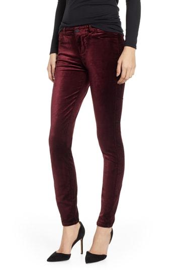 Women's Paige Verdugo Stretch Velvet Skinny Pants - Burgundy