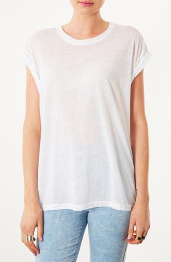 Topshop Oversized Burnout Tee White