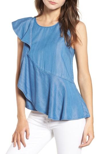 Women's Chelsea28 Ruffle Chambray Top - Blue
