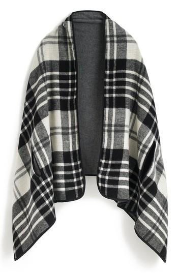 Women's J.crew Plaid Cape Scarf, Size - Black