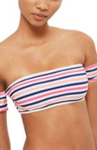 Women's Topshop Stripe Bardot Bikini Top Us (fits Like 0) - White