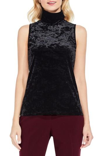 Women's Vince Camuto Crushed Velvet Turtleneck Top - Black