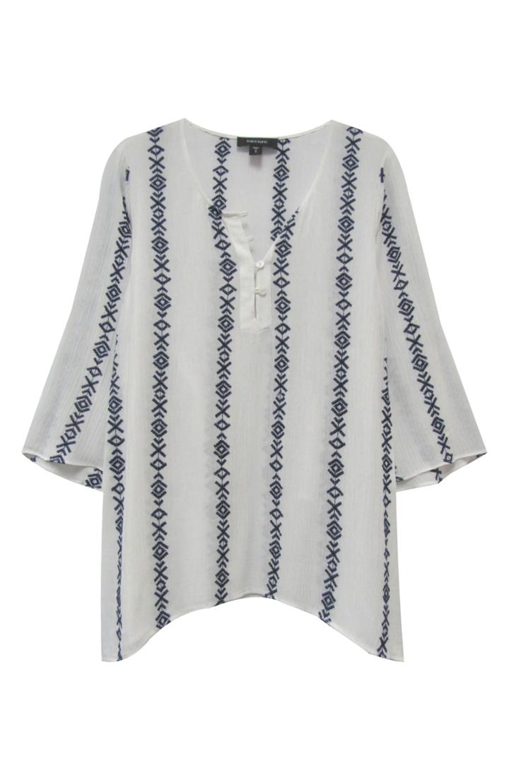 Women's Karen Kane Embroidered Side Split Top - Blue