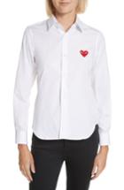 Women's Comme Des Garcons Play Red Heart Cotton Shirt - White