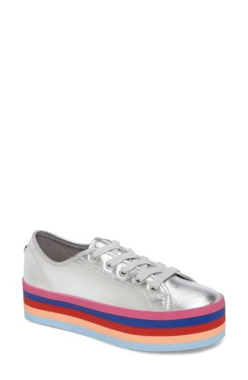 Women's Steve Madden Rainbow Stacked Platform Sneaker .5 M - Metallic
