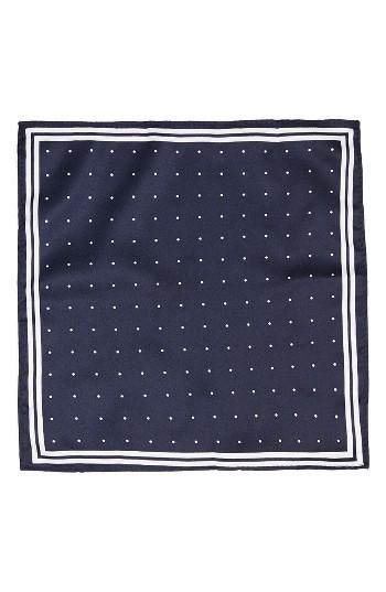 Men's Topman Border Dot Pocket Square, Size - Blue