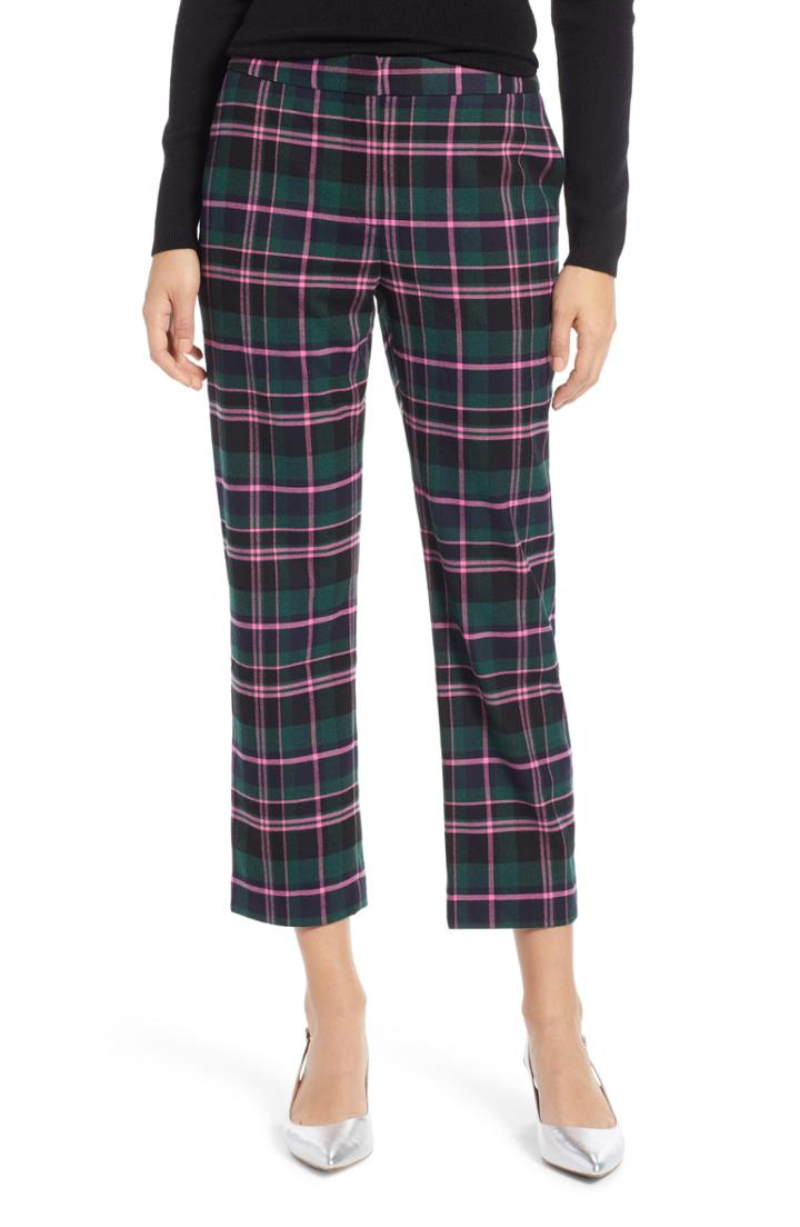 Women's 1901 Plaid Straight Leg Crop Pants - Green