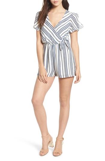 Women's Everly Tie Front Romper - Blue