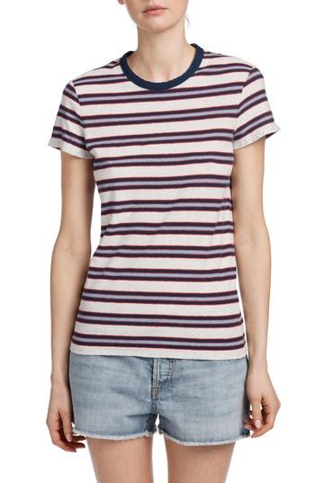 Women's James Perse Multistripe Tee - Burgundy