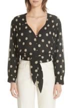 Women's Nanushka Amulet Polka Dot Tech Chiffon Blouse - Black