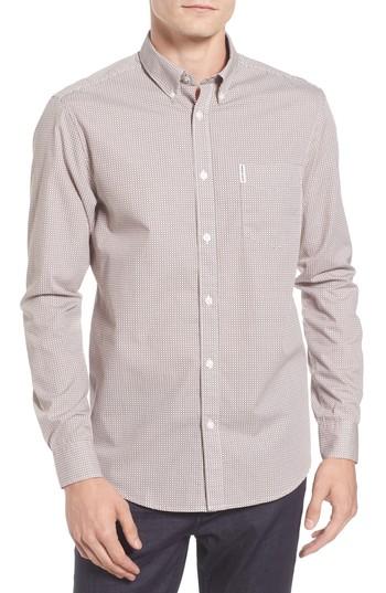 Men's Ben Sherman Micro Diamond Print Sport Shirt, Size - White