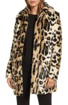 Women's Kensie Leopard Spot Faux Fur Coat - Beige