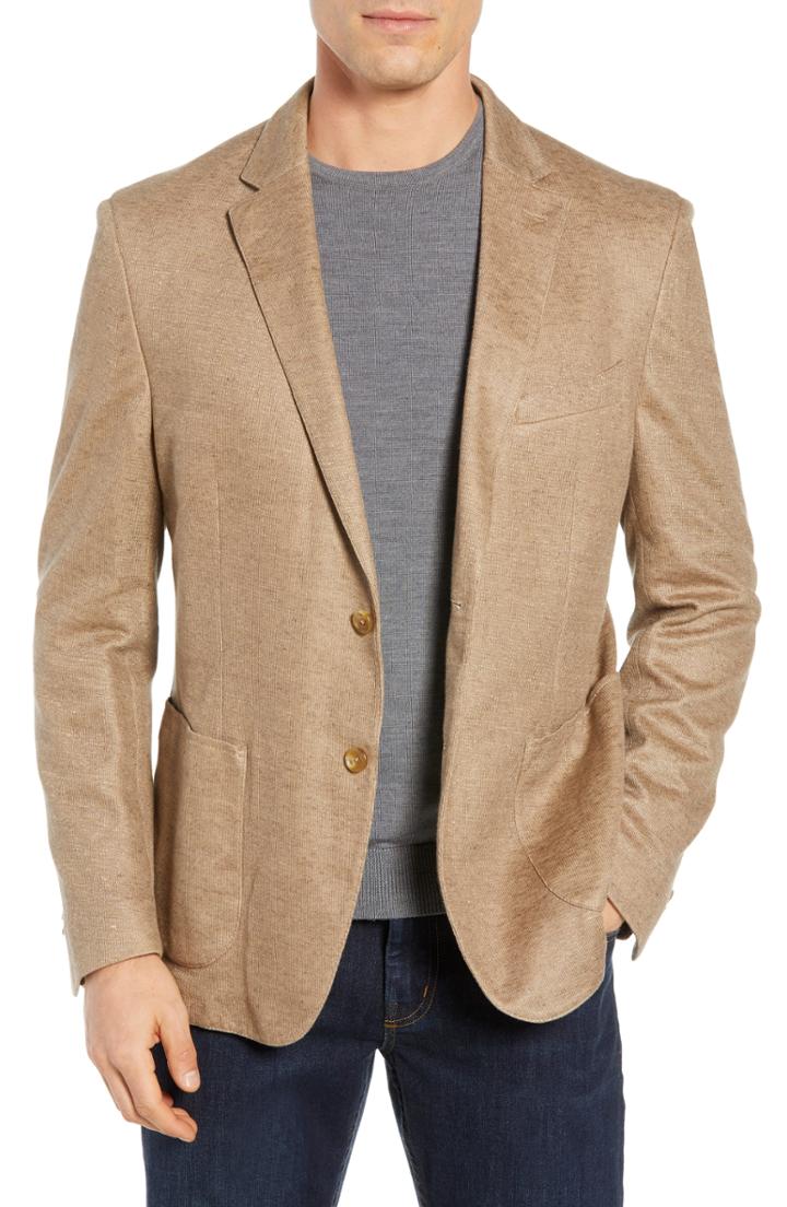 Men's Flynt Fit Knit Blazer, Size 48 - Brown