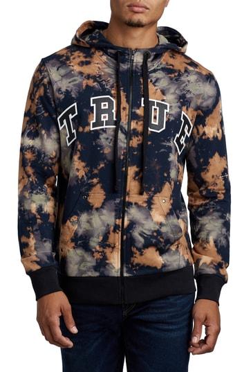 Men's True Religion Brand Jeans Tie Dye Zip Hoodie - Green