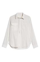 Men's Billy Reid Stripe Popover Sport Shirt, Size - White