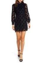 Women's Moon River Puff Sleeve Chenille Lace Dress - Blue