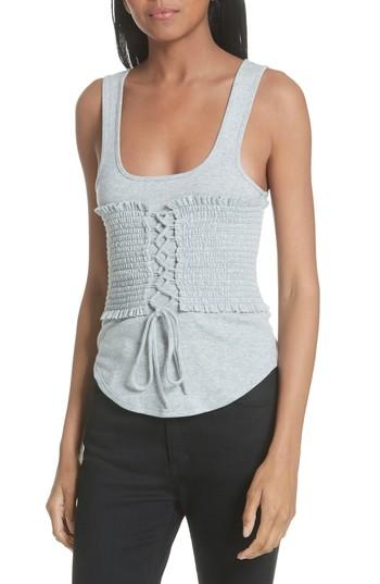 Women's Cinq A Sept Sabine Ribbed Corset Waist Tank Top - Grey