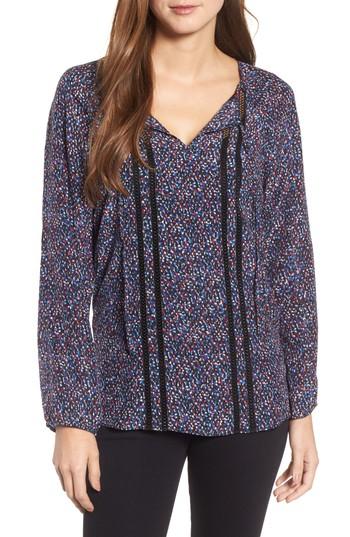 Women's Nic+zoe Seeing Stars Embroidered Inset Top - Blue