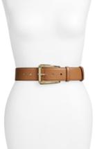 Women's Michael Michael Kors Calfskin Leather Belt - Acorn / Light Pol Gold