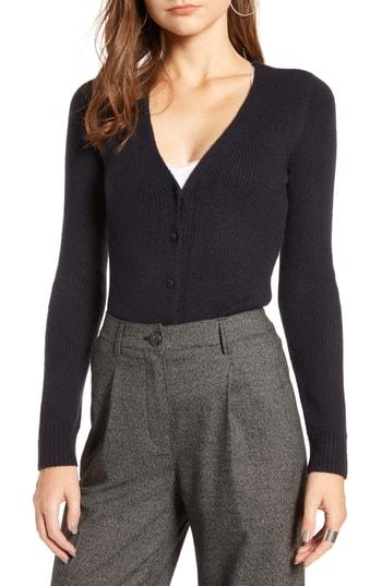 Women's Treasure & Bond V-neck Button Front Cardigan, Size - Blue