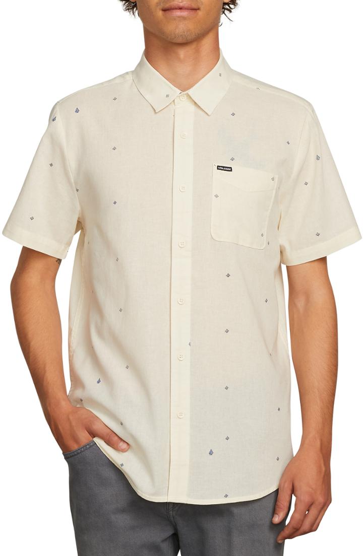 Men's Volcom Quency Print Camp Shirt - Ivory