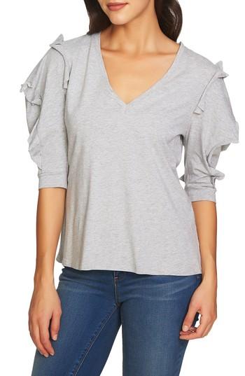 Women's 1.state Ruffle Puff Sleeve Top, Size - Grey