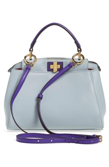 Fendi 'mini Peekaboo' Colorblock Leather Bag - Beige