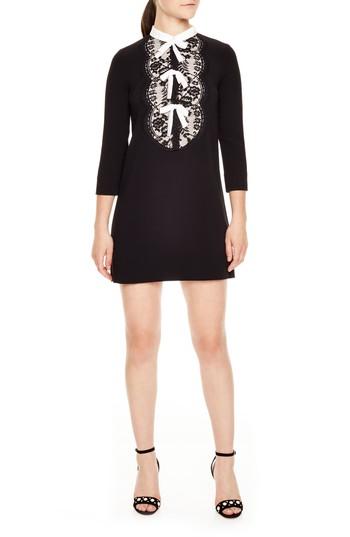 Women's Sandro Delfina Lace Bib Shift Dress - Black