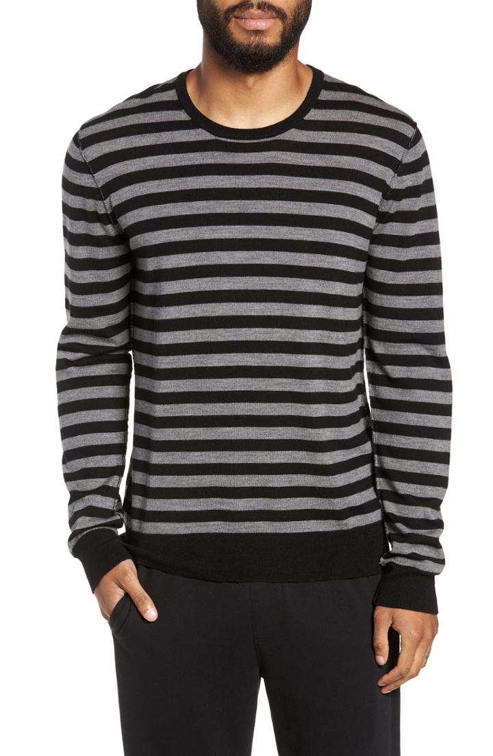 Men's Atm Anthony Thomas Melillo Slim Fit Stripe Merino Wool Sweater - Black