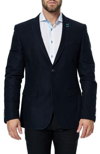 Men's Maceoo Descartes Navy Patch Sport Coat (xxl) - Blue
